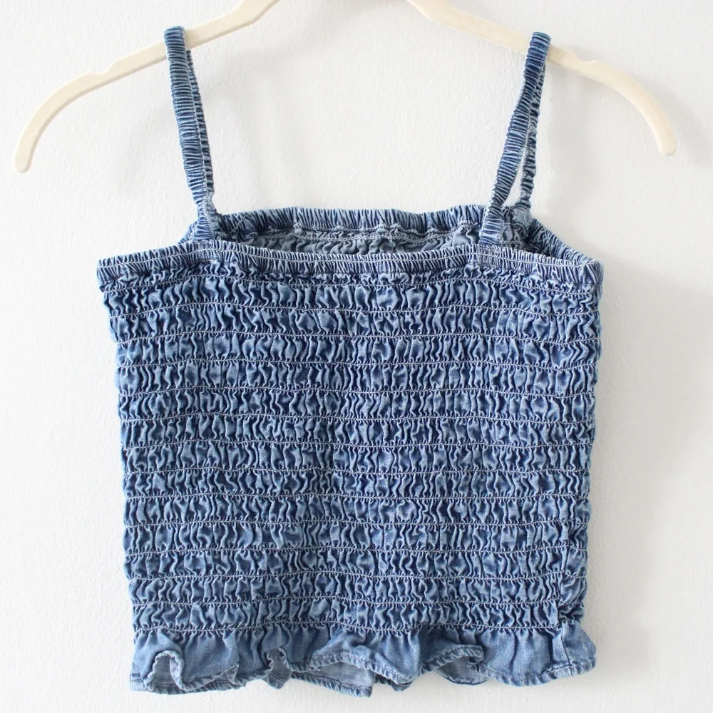 Tommy Hilfiger Ruched Denim Crop Top - Picture 6 of 6